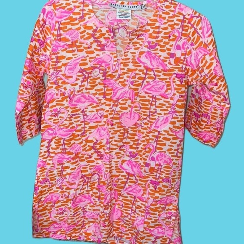 GIRLS‎ GRETCHEN SCOTT HOT PINK ORANGE FLAMINGO SWIM COVER-UP 10/12